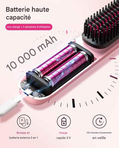 Brosse Lissante Sans Fil Douchity avec batterie haute capacité de 10 000 mAh pour une utilisation prolongée.
