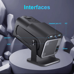Douchity - MINI Projecteur Pro showcasing its various interfaces and ports.