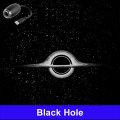 projecteur ciel étoilé représentant un trou noir avec projection de galaxies sur fond d'étoiles.