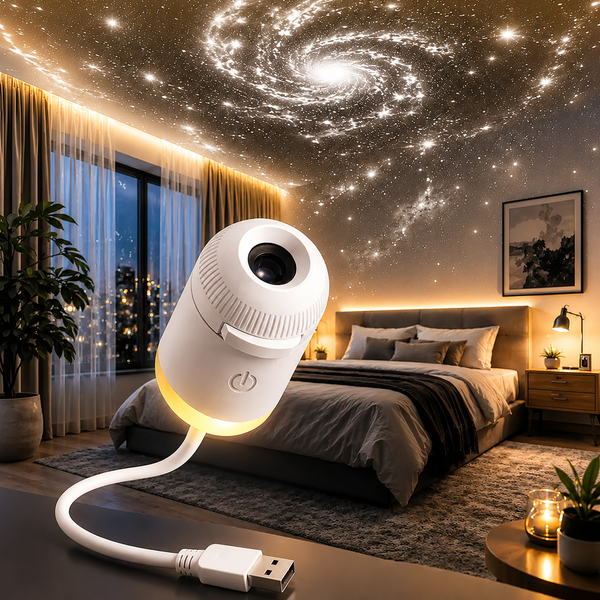 projecteur ciel étoilé Douchity™ illuminant un cosmos fascinant dans une chambre relaxante.