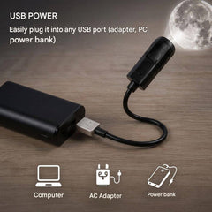 Câble USB permettant de brancher la lampe projection lune sur un ordinateur, adaptateur secteur ou batterie externe.